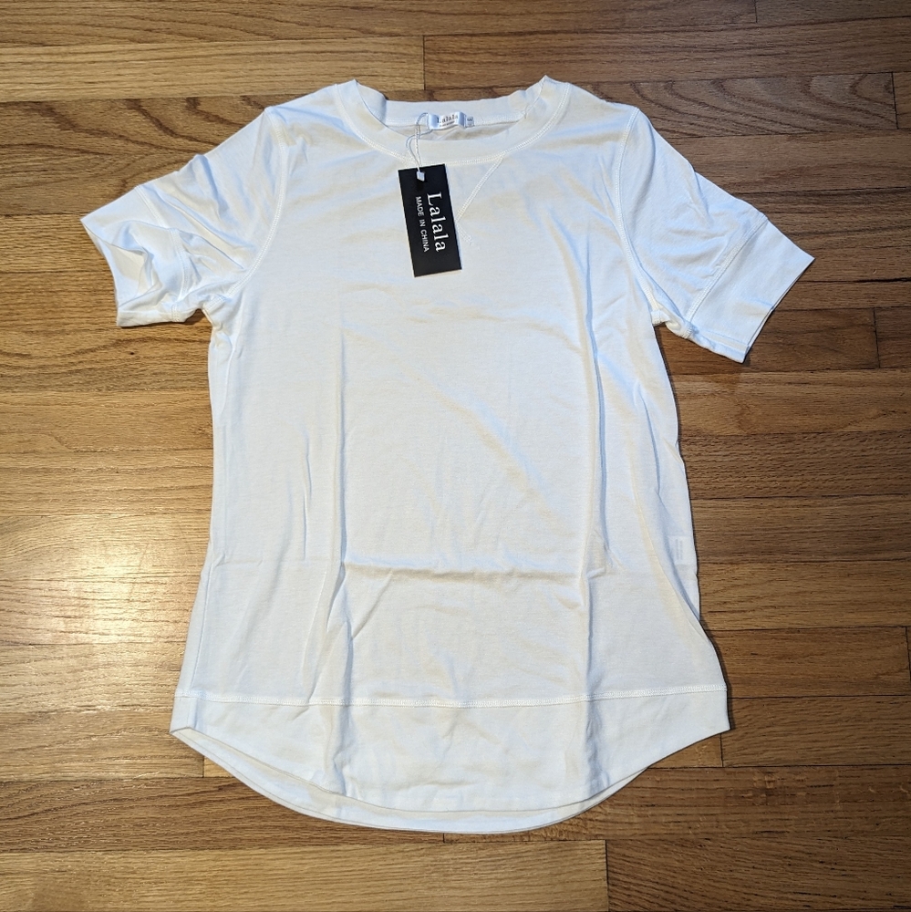 White Crewneck Blouse Cotton Blend Women's Small